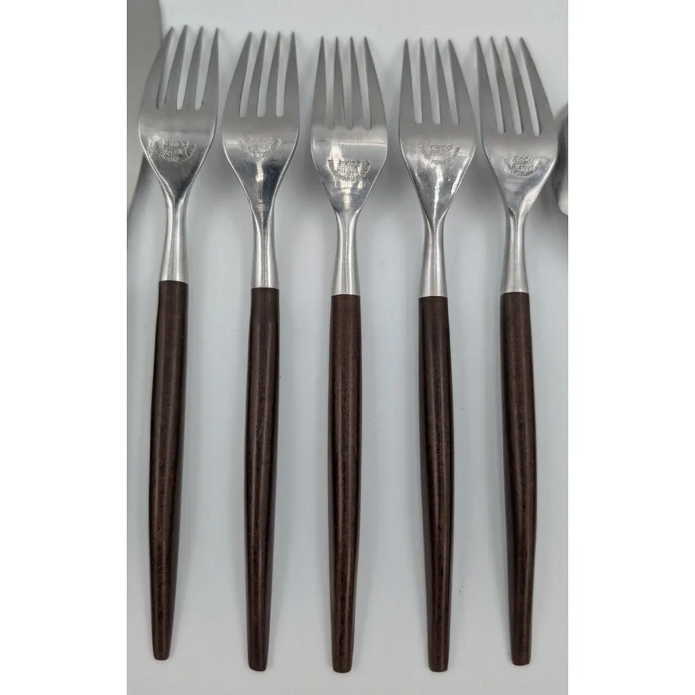 Epic Forged Stainless Brown Flatware MCM 10 Pieces Spoons Forks Knives